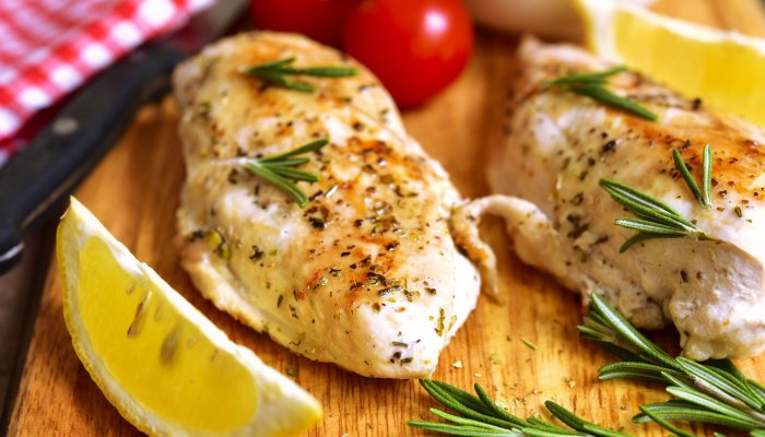 Chicken breast baked with rosemary.