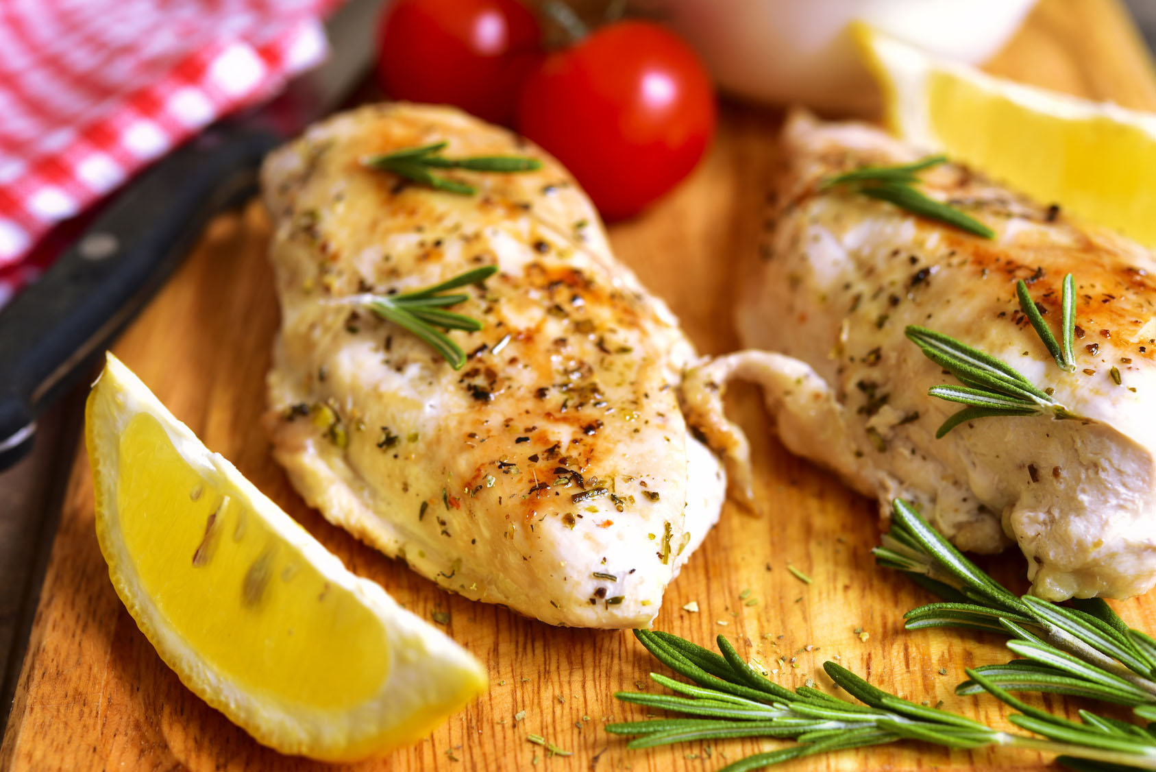 Chicken breast baked with rosemary.